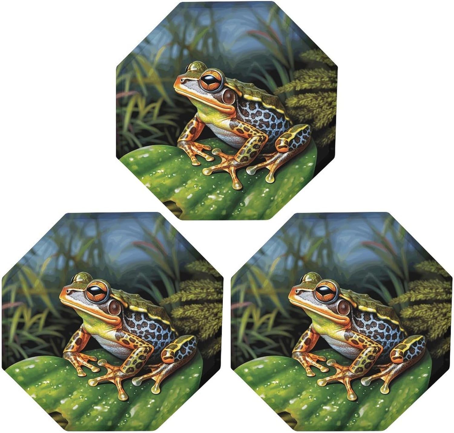Ctagon Metal Sign for Home, Modern Display Plate for Kitchen, Tropical Frog Plates Accent Hanging Wall Decorations 3PCS for Living Room, Bedroom, Hallway, Hotel