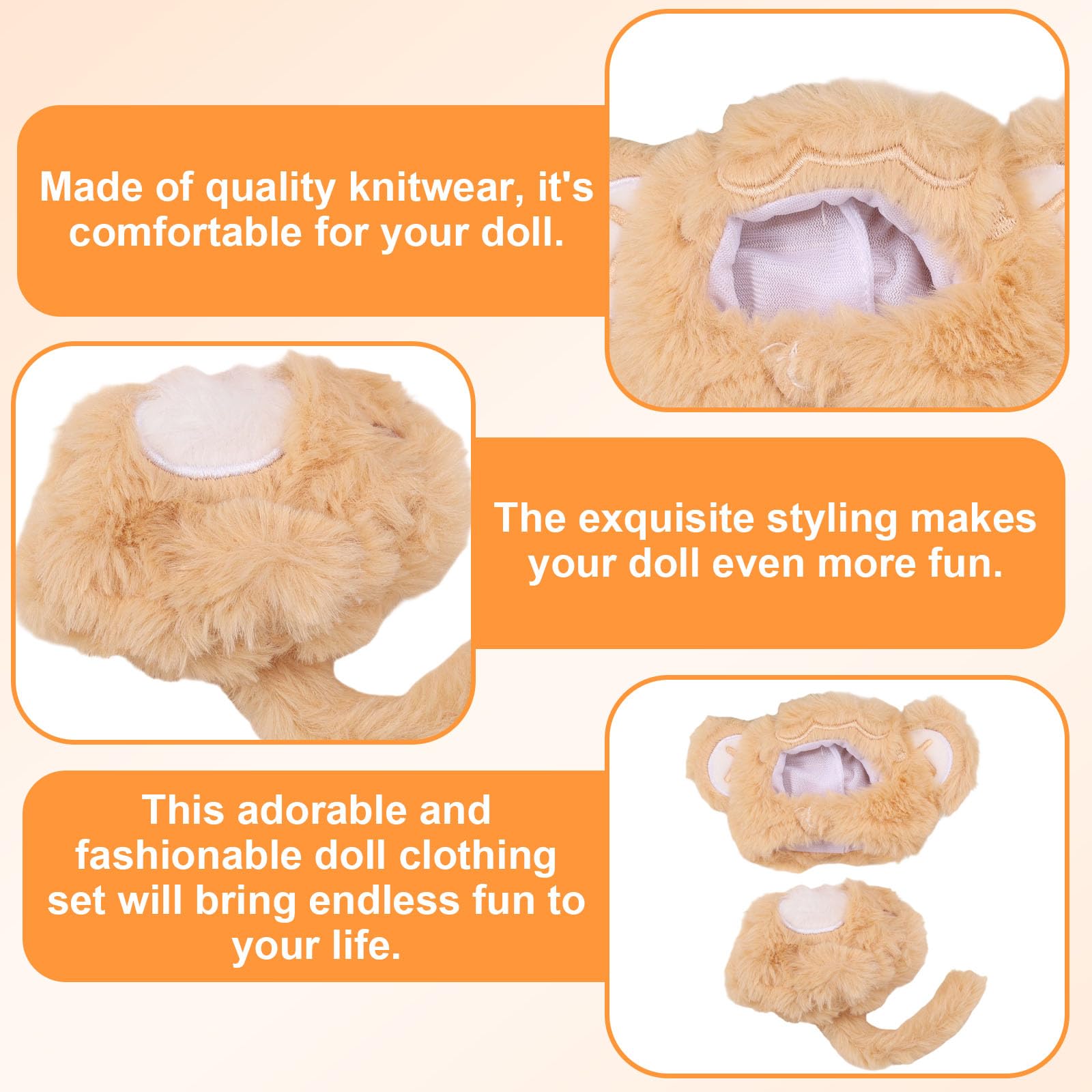 Sinbana Doll Monkey Costume Set, Headpiece & Outfit Cute Plush Clothes for Halloween Costume Cosplay & Themed Parties Accessories Parts - Image 4