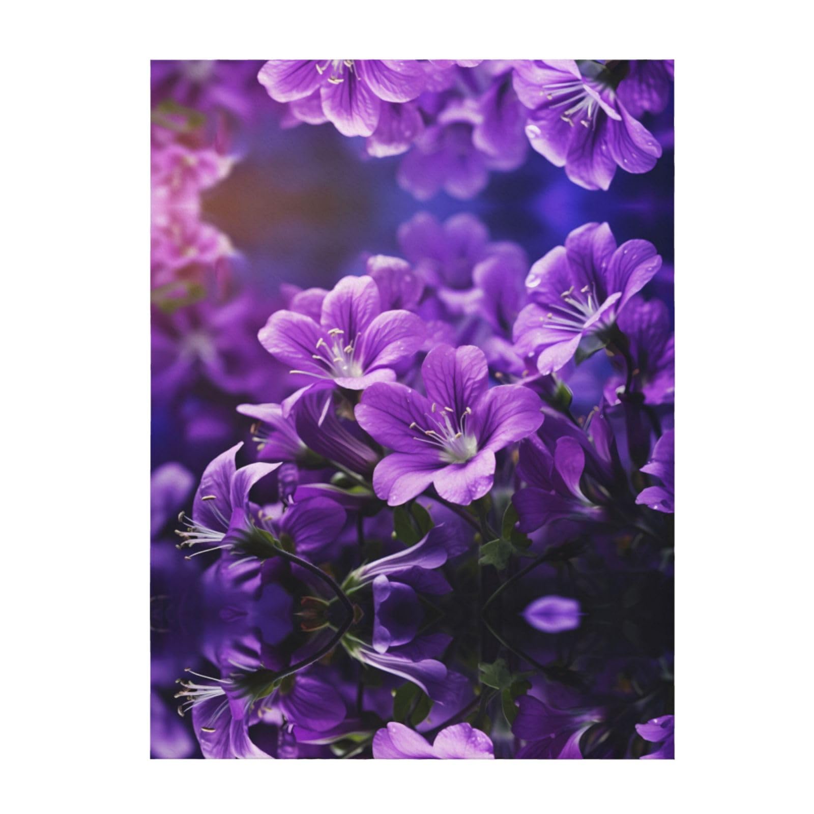 Couverture fleurs violettes jeté de lit et canapé pour garder au chaud 152x127 cm