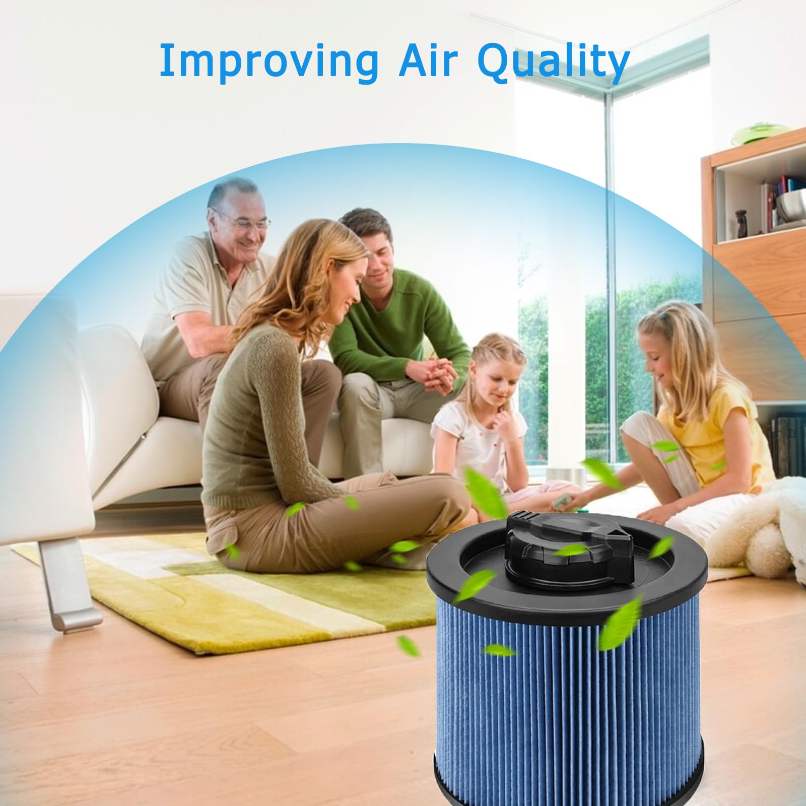 DeWalt High Efficiency Cartridge Filter For 4-Gallon Wet/Dry Vacuums - Washable, Fits Multiple Models