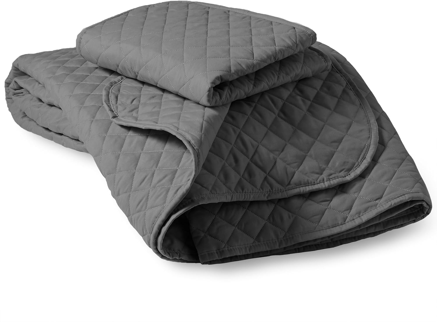 Gray Diamond Stitched Microfiber Twin Coverlet Set