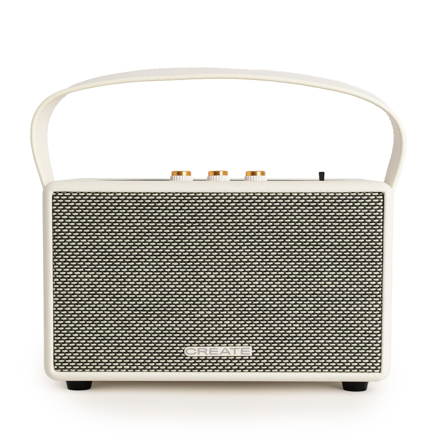 CREATE / Speaker Retro/Altavoz portátil con Bluetooth, USB y AUX Blanco Roto Grande/Diseño Retro, hasta 5 Horas de autonomía, Correa de Transporte, 40W