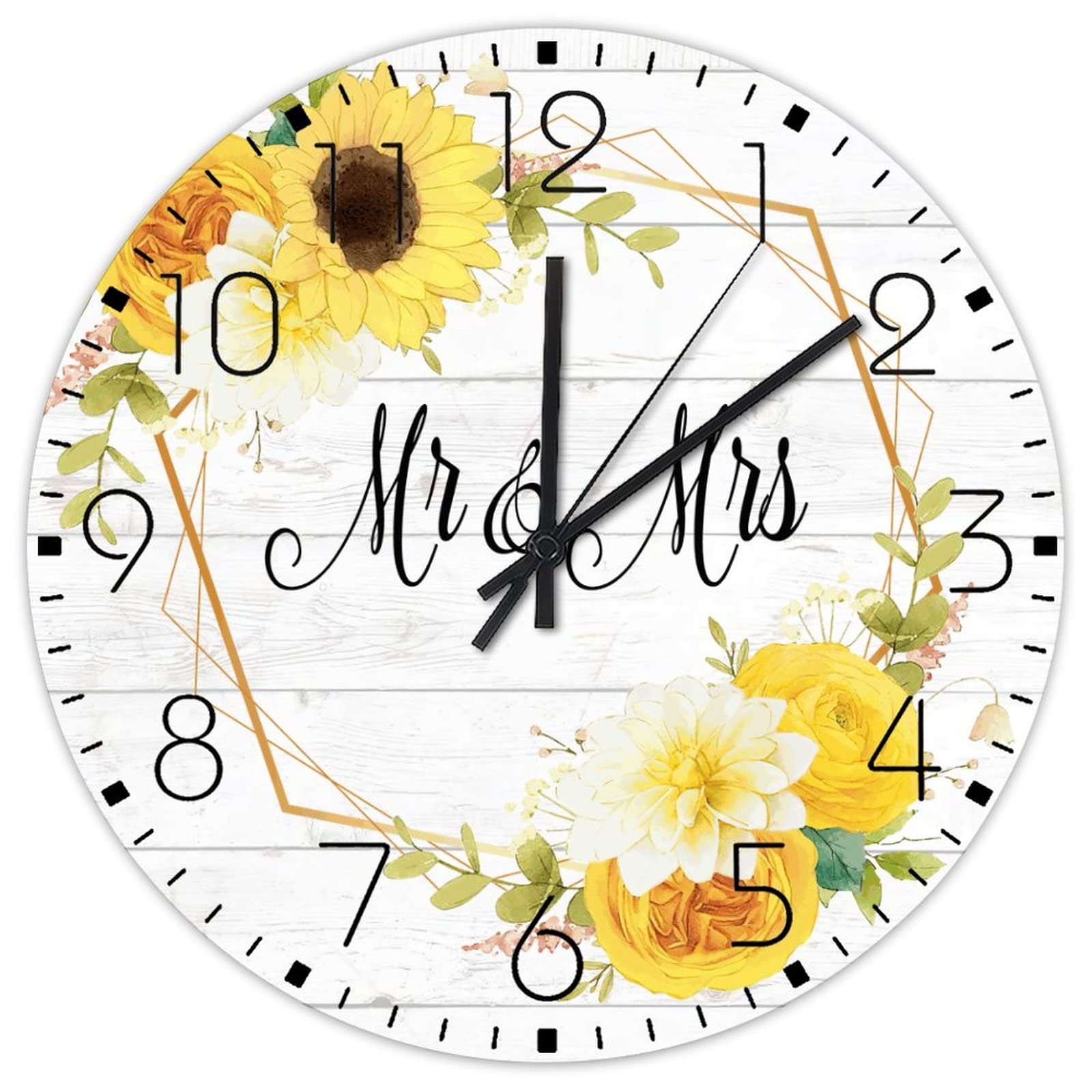 Horloge murale sans tic-tac à piles, pendule ronde en bois de 30,5 cm pour salon et garage