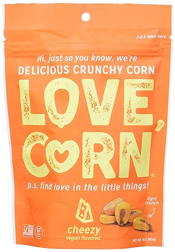 LOVE CORN Cheezy 4 onzas x 1 bolsa  Delicioso maíz crujiente  Snacks familiares saludables  Sin gluten, Kosher, sin OGM  Alternativa para papas disponible en Yaxa Colombia