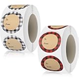 Outus 1000 Pieces Christmas to from Stickers, 1.5 Inch Jumbo Xmas Buffalo Plaid Christmas Self Adhesive Tag Xmas Stickers Name Tag, Presents Labels Decals for Friends