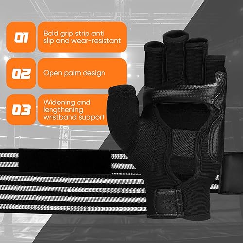 Miniatura 5 de Guantes de boxeo para hombres y mujeres, guantes de kickboxing de MMA Muay Thai, guantes de saco de boxeo, guantes de karate, guantes de medio dedo