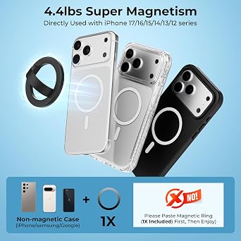 Magnetic Silicone Ring Grip Phone Holder for MagSafe, 360 Rotating Finger Loop, Strong Magnetic Phone Grip, Soft & Lightweight, Compatible with iPhone 17/16/15/14/13/12 Series, Light Pink