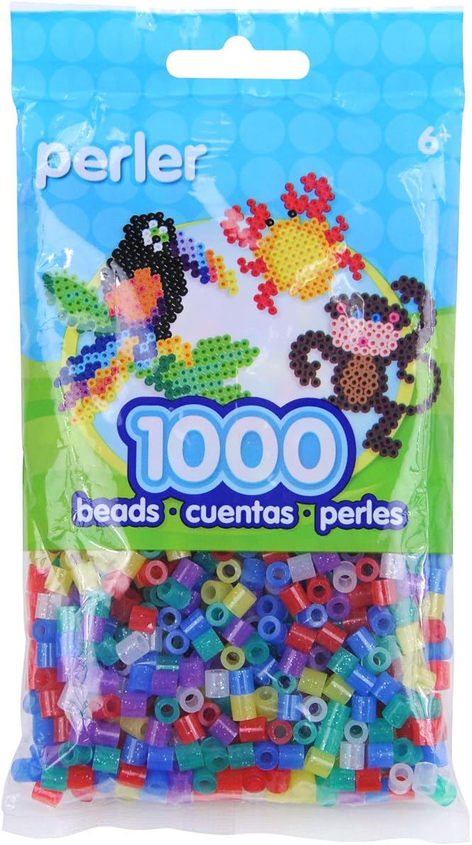 Perler Beads Fuse Beads for Crafts, 1000pcs, Multicolor Glitter, Small