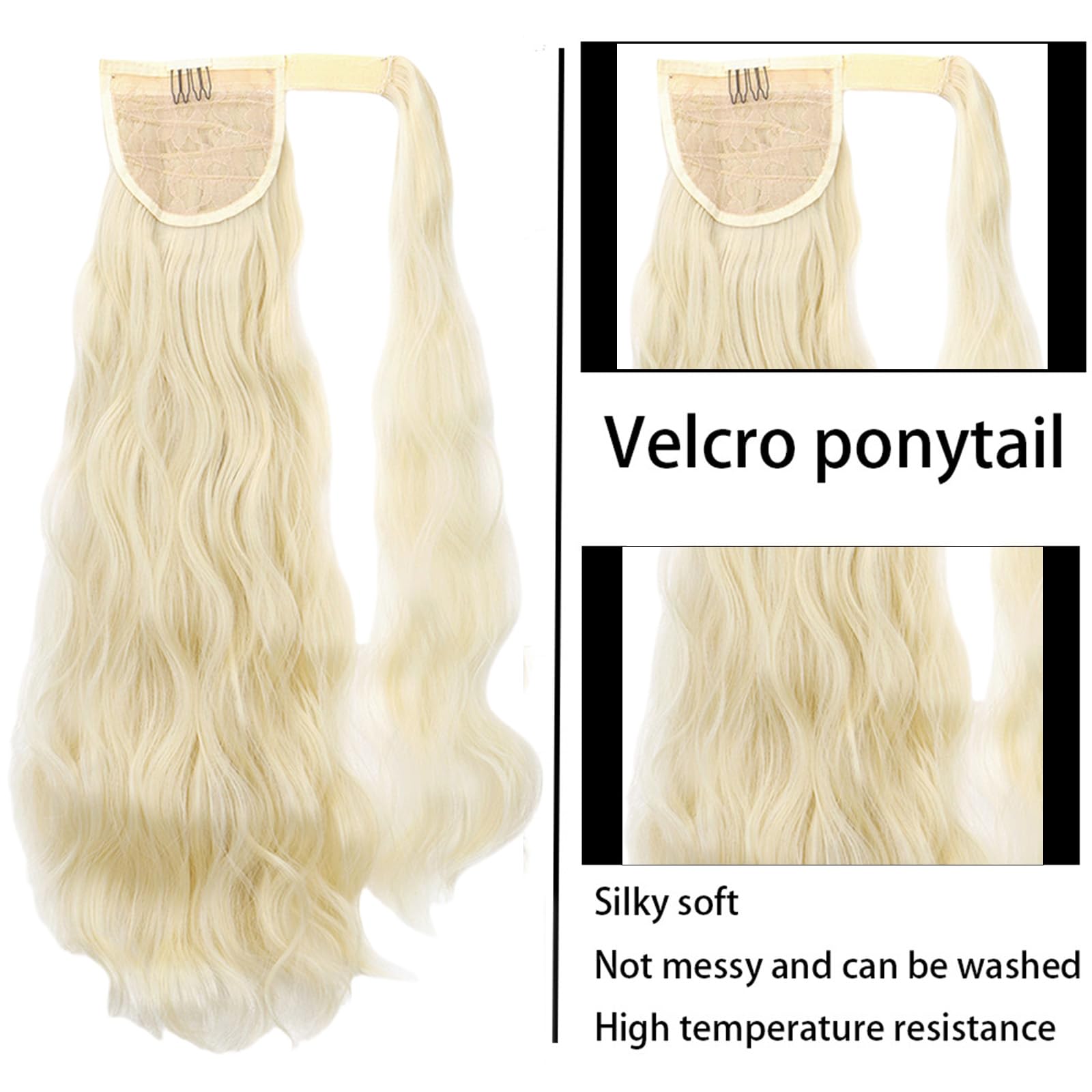 Blonde Hair Extensions Long Curly Wrap Around Ponytail Extensions Synthetic Hair Pieces for Women 2325, FH002325 - Image 3
