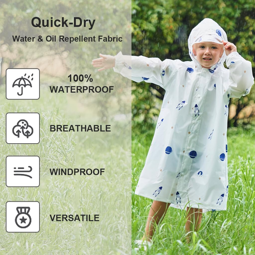 Toddler Kids Raincoat Boys Girls Rain Jacket Lightweight Rain Poncho Waterproof Outwear Rainwear - Image 5
