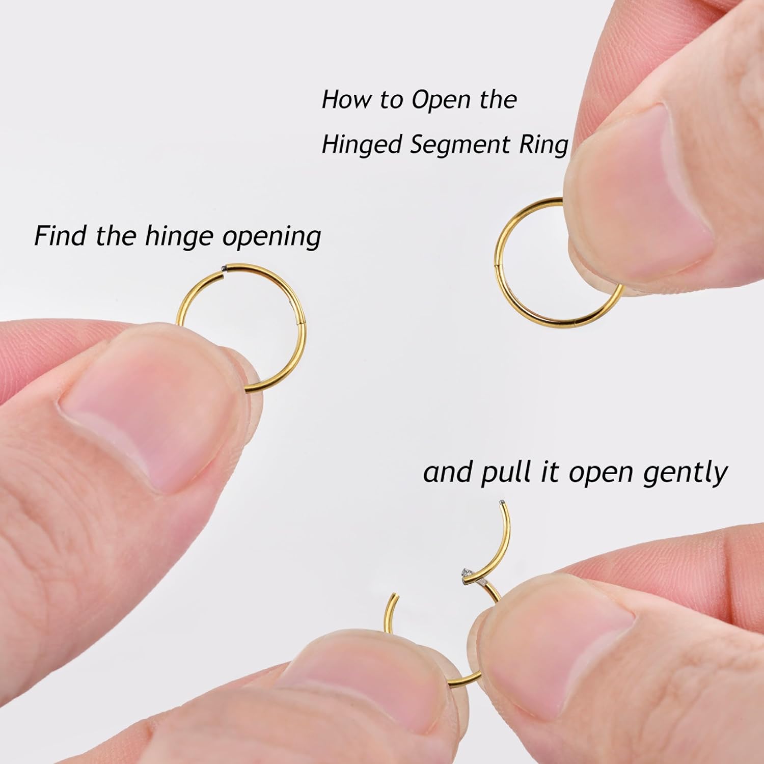 Lantine Nose Rings Hoops set for Women Set 316L Surgical Steel Septum Rings Rook Daith Tragus Piercing Jewelry Hinged Cartilage Hoop Earrings