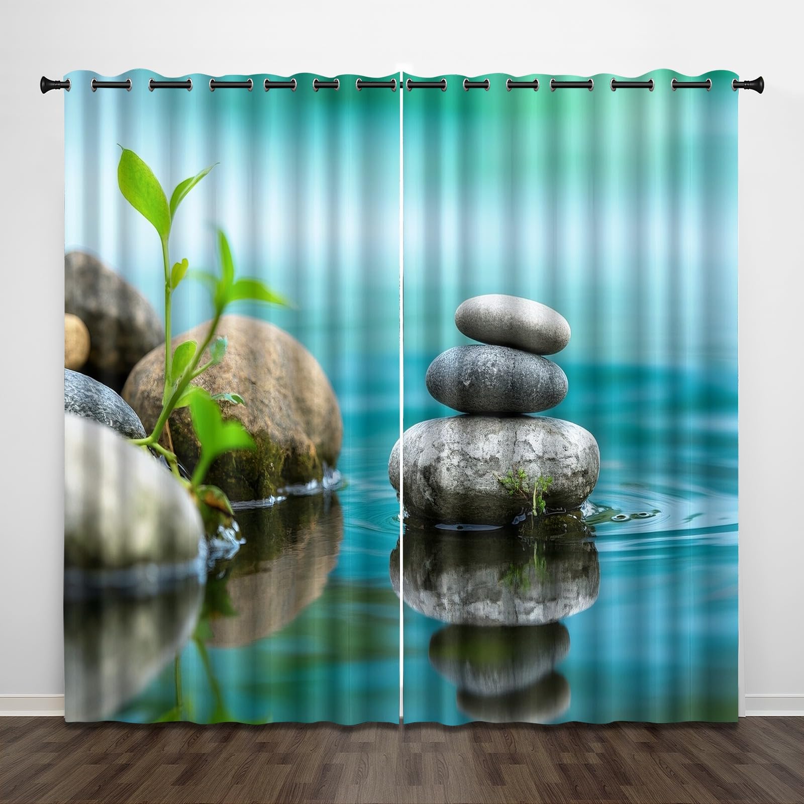 Verdunkelungsvorhang mit Ösen, Thermo Vorhang, H145xB140 cm, Zen Natur -C