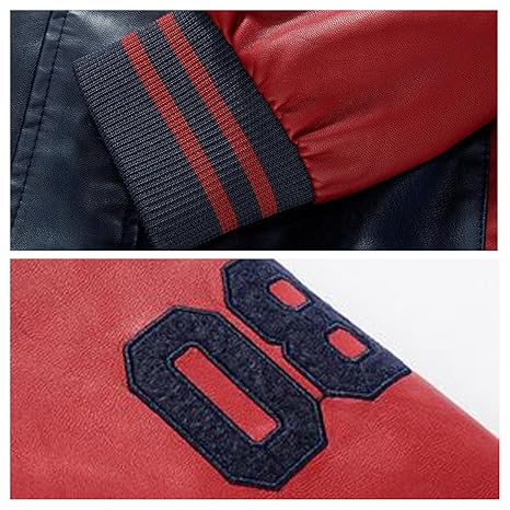 Buy Lavnis Men's Faux Leather Jacket Casual Baseball Stand Collar