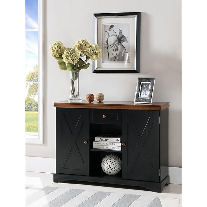Buy Kings Brand Furniture Wood Buffet Console Table, Black