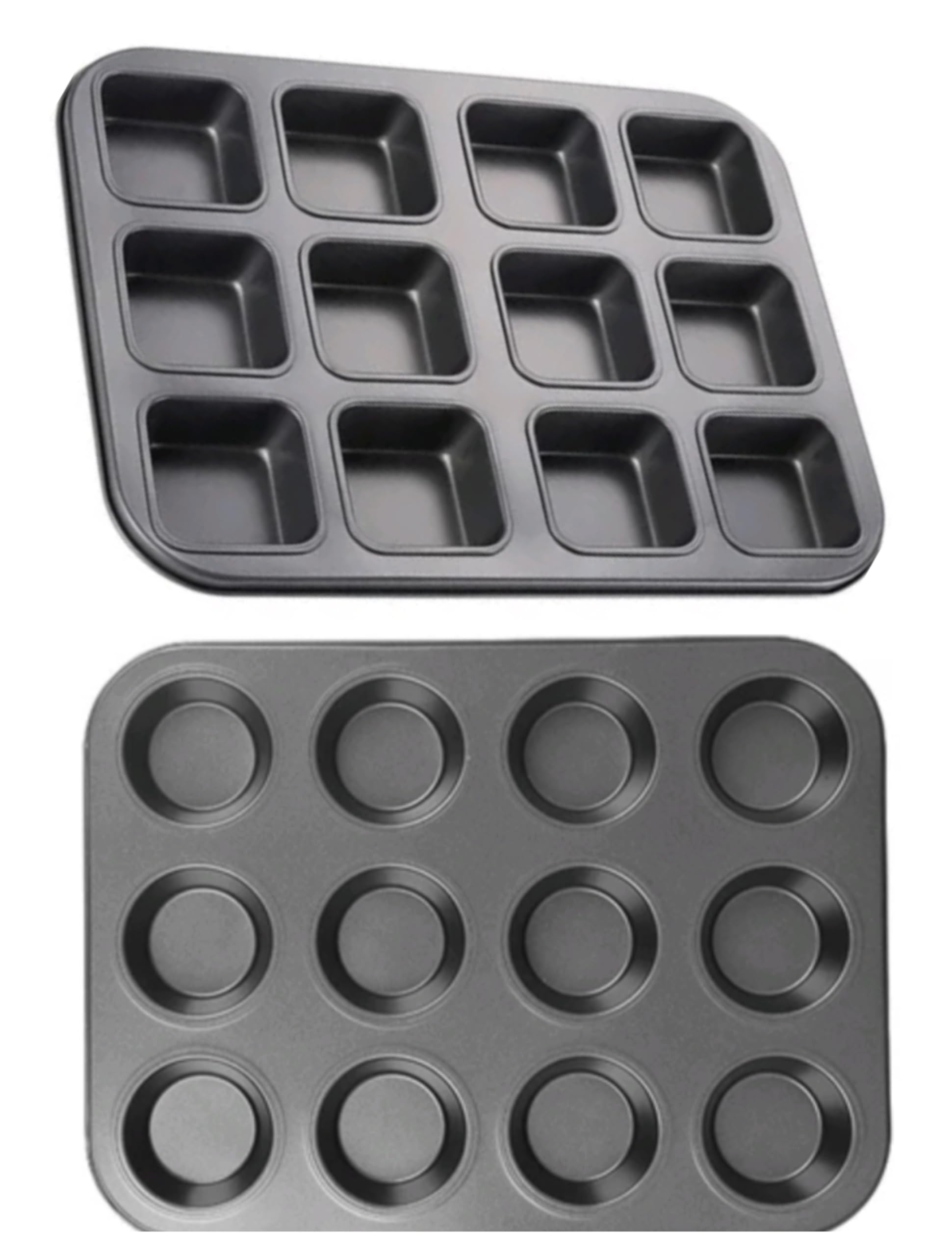 Baking Tray Set 12-Slots Square Shape Brownie Cake Baking Tray and 12-Cups Muffin Cupcake Baking Mould Mini loaf pan Brownie Baking tin Cake Baking Mold (B09R159CGX) Amazon Price History, Amazon Price Tracker