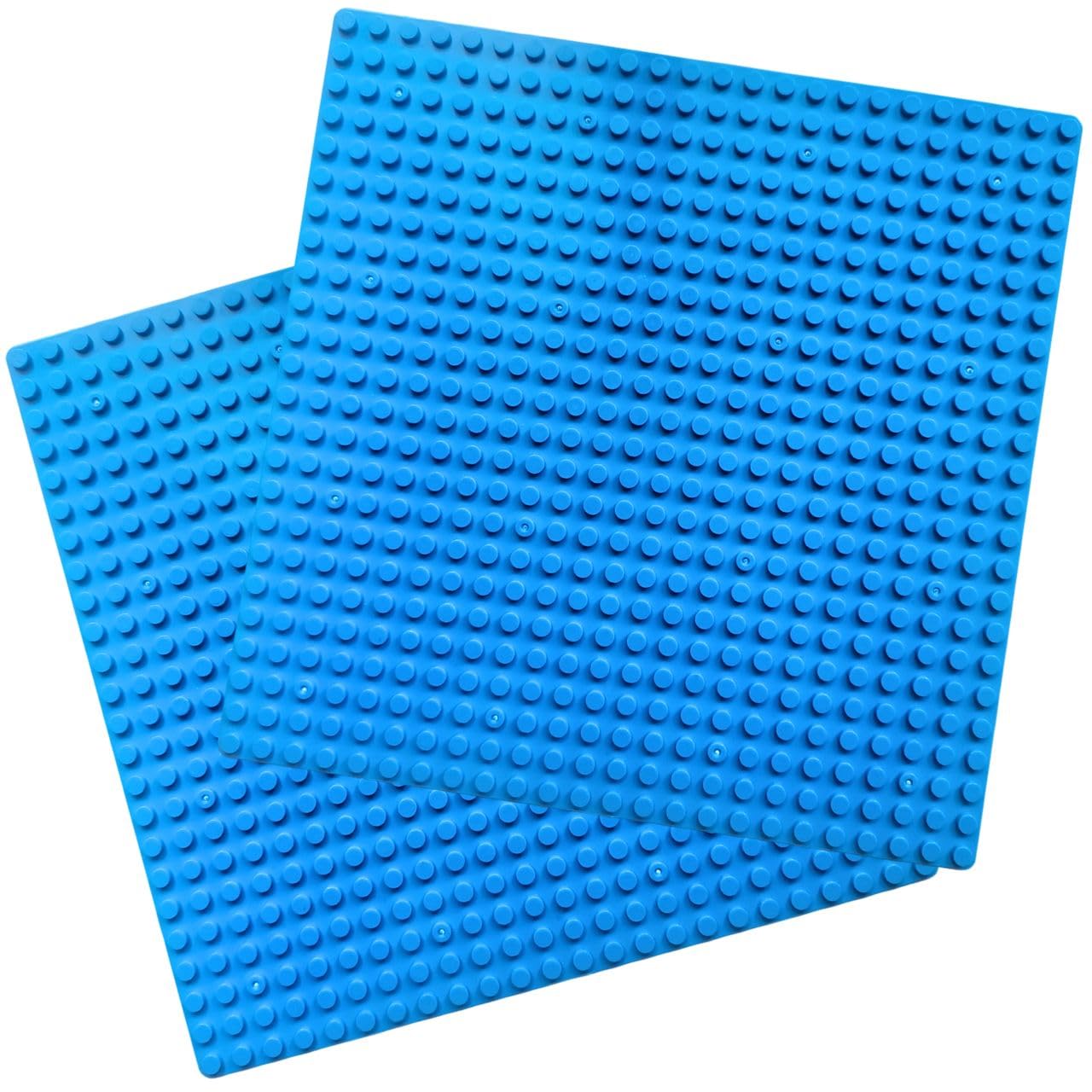 Make-Believe Baseplate for Building Bricks - Compatible with Classic Bricks only (Blue - Pack of 2)