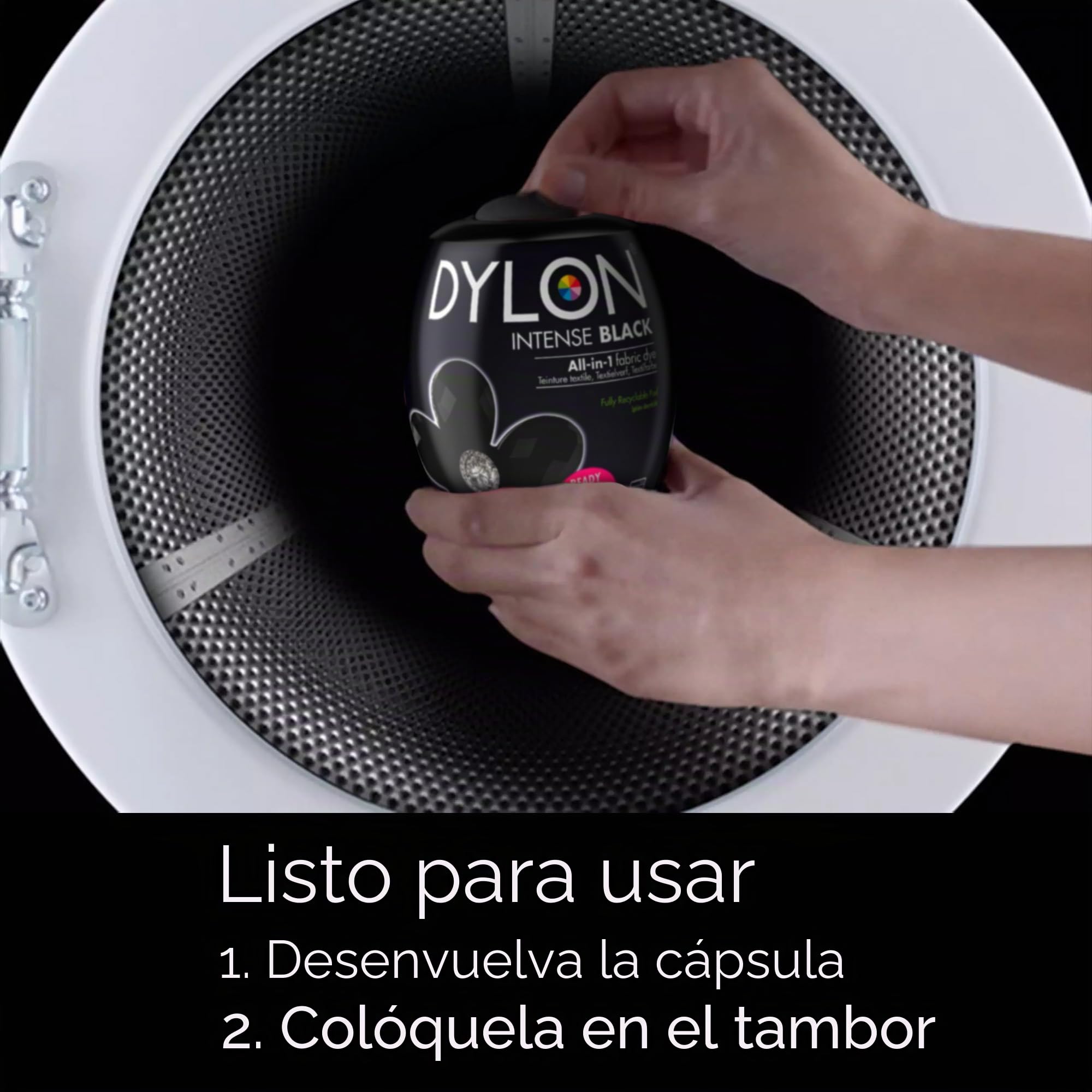 New Dylon - Paquete de 3 cápsulas de tinte negro intenso para máquina de 350 g