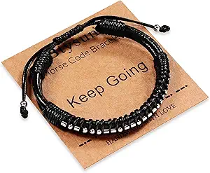 Inspirational Gifts for Men Morse Code Bracelets Mens Bracelets Graduation Gifts for Him Fathers Day Adjustable Leather Bracelet Motivational Birthday Annivesary Jewelry Stocking Stuffers for Men