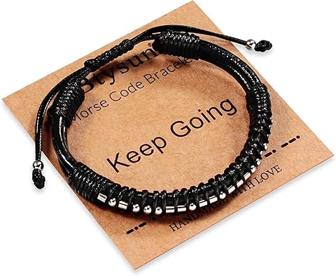 Inspirational Gifts for Men Morse Code Bracelets Mens Bracelets Graduation Gifts for Him Fathers Day Adjustable Leather Bracelet Motivational Birthday Annivesary Jewelry Stocking Stuffers for Men