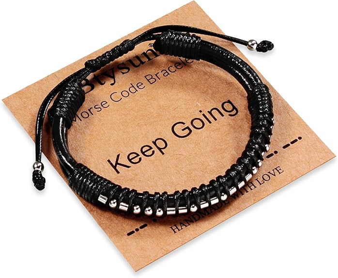 Inspirational Gifts for Men Morse Code Bracelets Mens Bracelets Graduation Gifts for Him Fathers Day Adjustable Leather Bracelet Motivational Birthday Annivesary Jewelry Stocking Stuffers for Men