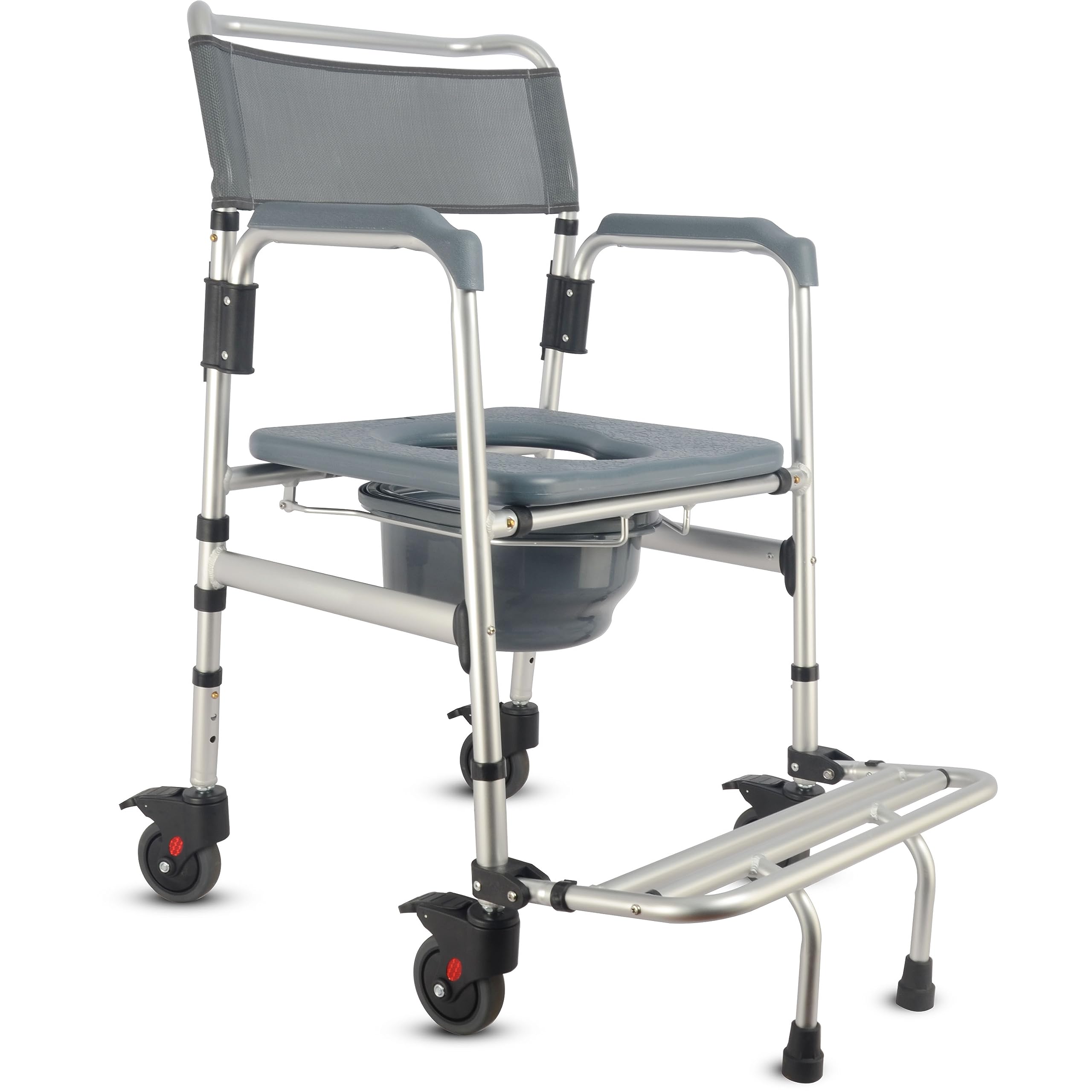 HygiCare 3-in-1 Aluminum Bedside Commode with Swivel Wheels