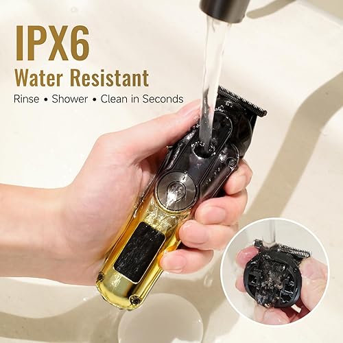 Miniatura 6 de Cortapelos profesional para hombres, recortadora de barba eléctrica inalámbrica, impermeable, sin huecos, para cortar el cabello y aseo con pantalla