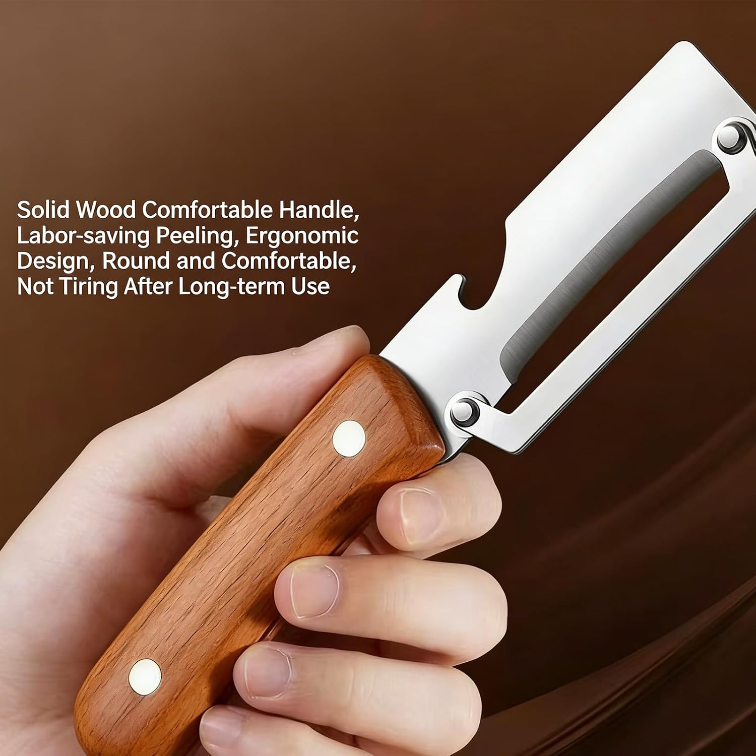 Multi-Functional Vegetable Peeler for Kitchen, Ultra-Sharp Stainless Steel Blade with Wooden Handle and Bottle Opener, For Vegetables or Fruits that Need to Be Peeled (1)