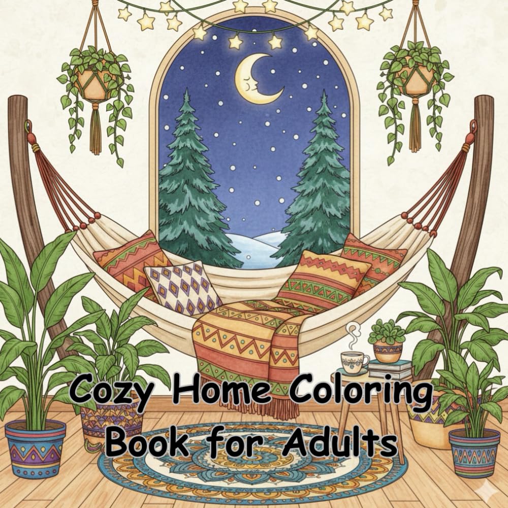 Cozy Home Coloring Book for Adults: Relaxing Hygge Interiors, Peaceful Rooms & Stress-Relief Home Scenes