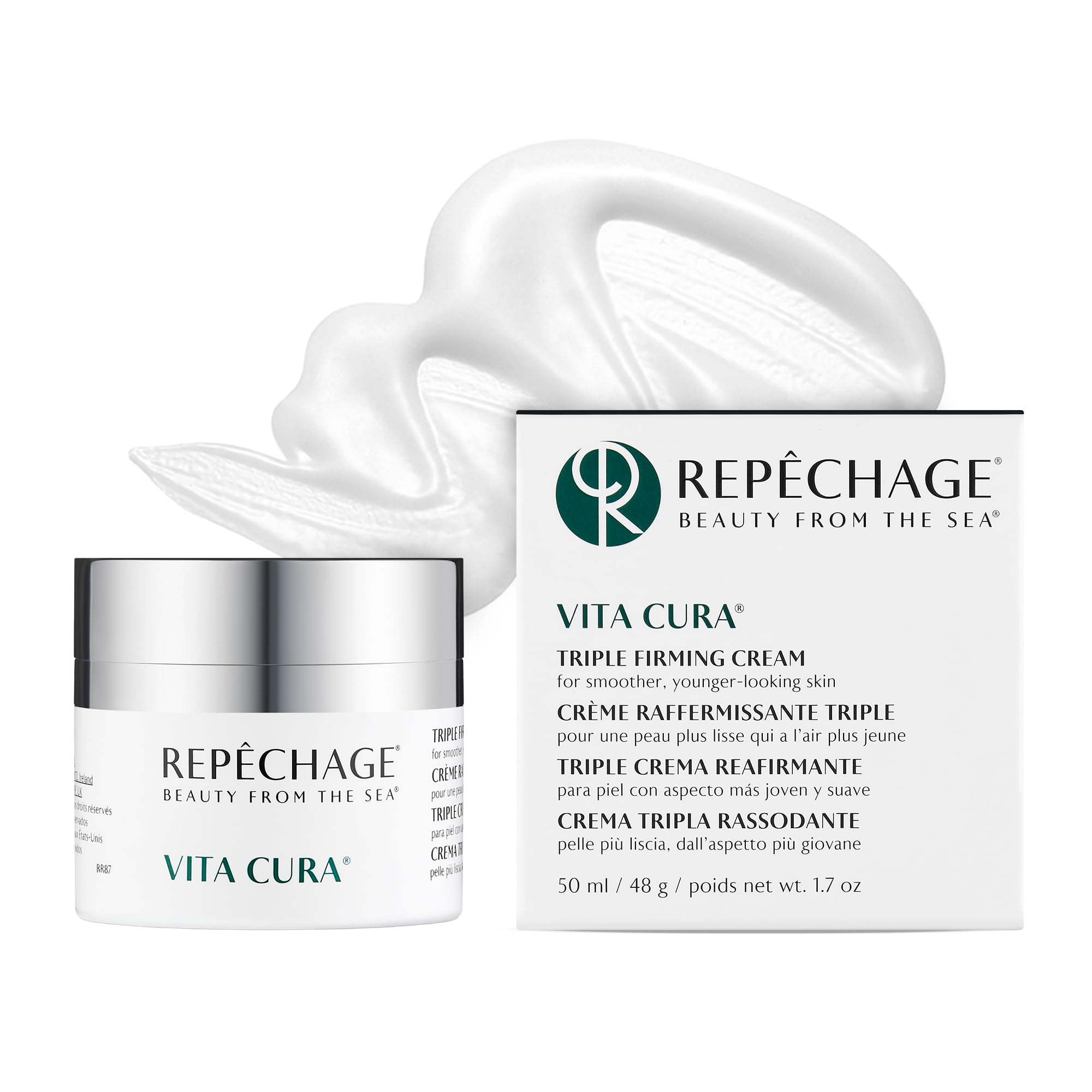 Repechage Vita Cura Triple Firming Cream with Matrixyl 3000, Marine Biopeptide & Botanicals – Rich Moisturizer for Face & Neck, Helps Improve Texture