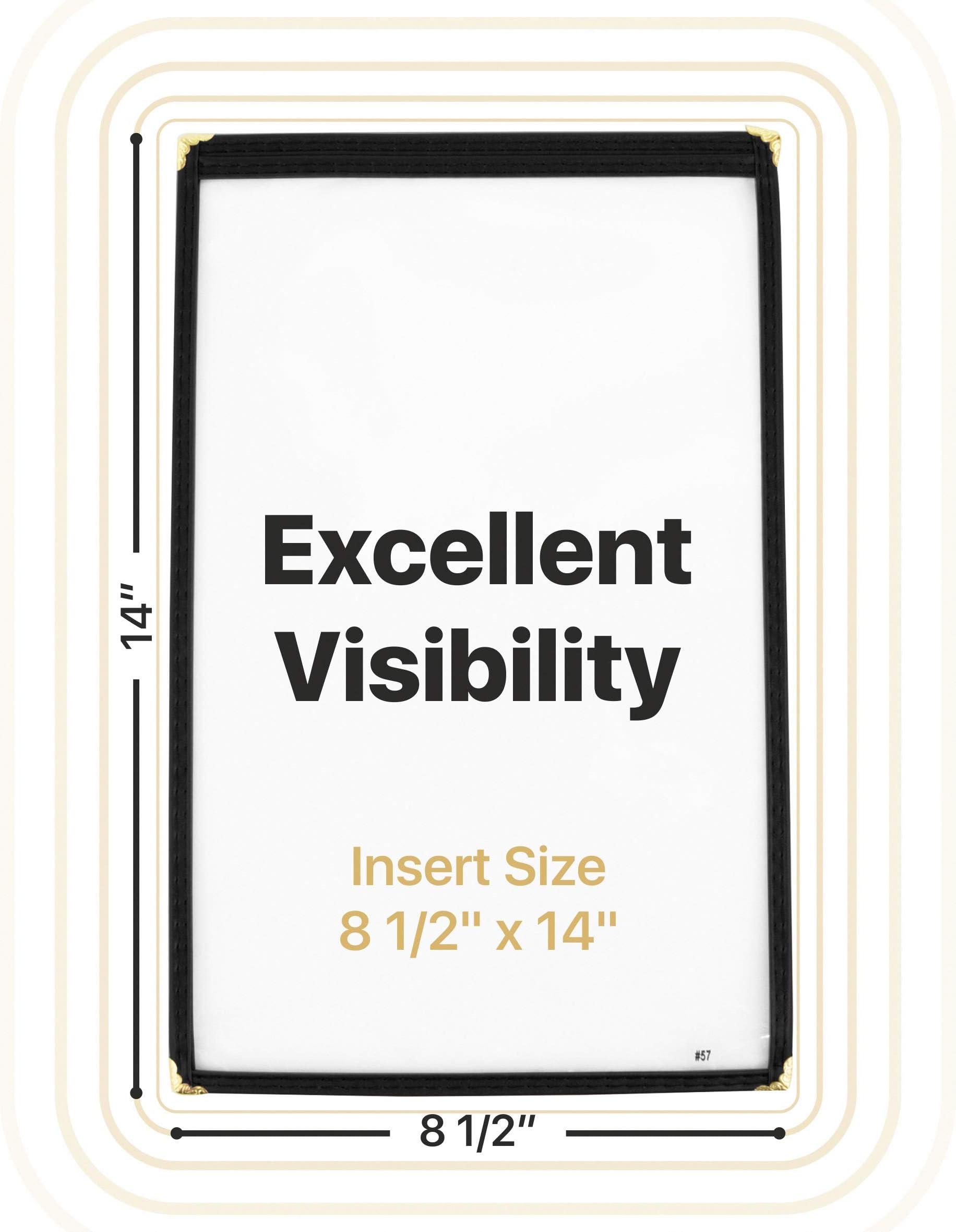 Untitled Single Restaurant Menu Covers - Set of 25 Menu Holders for Restaurant - Black 8.5 x 14 in.Single Pocket Menu Cover 2 View with Double Stitched Binding and Protective Corners by Kokhan