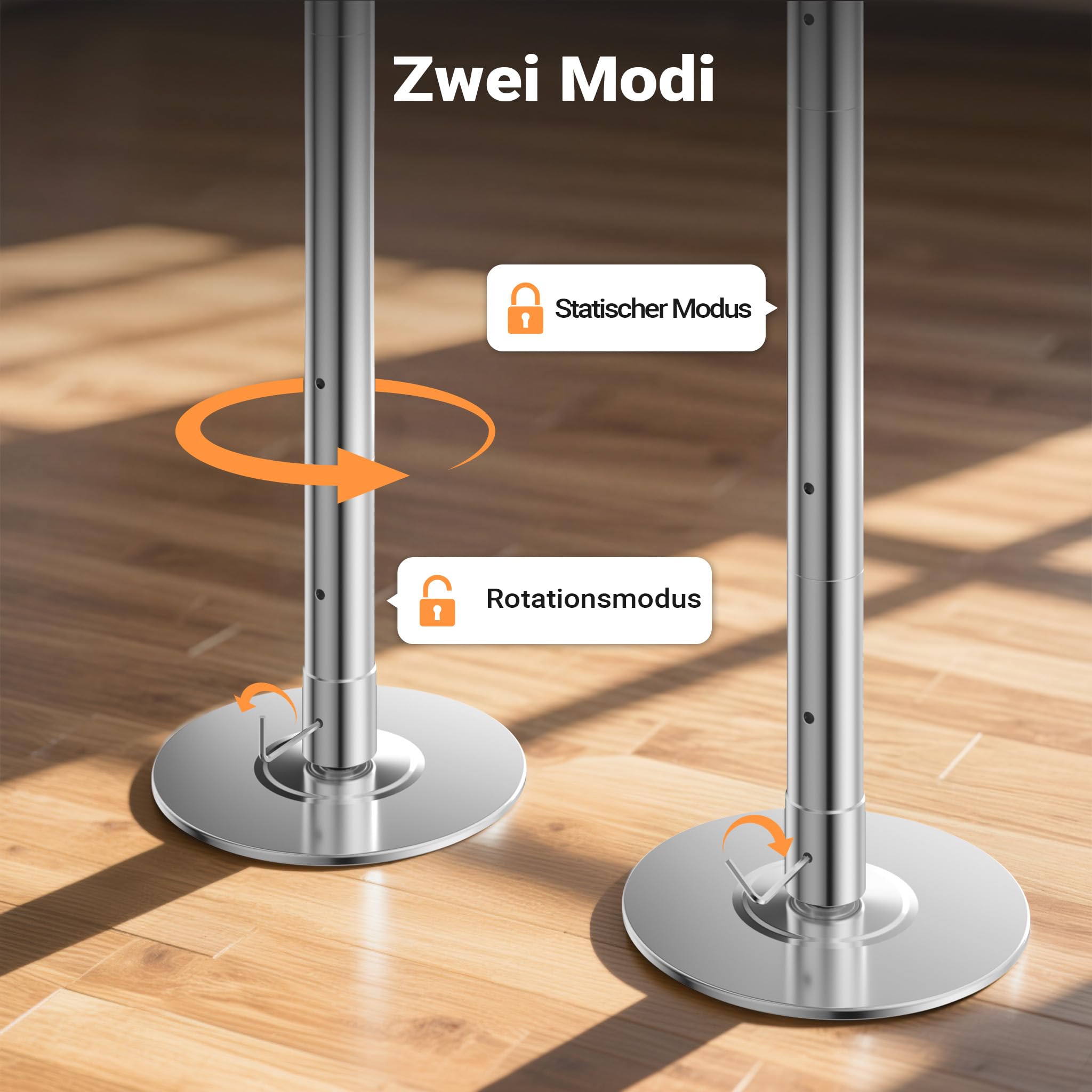 WilTec Pole Dance/Barre de Danse Verticale - Ø 45 mm - Hauteur réglable 2,31-2,74 m - Fabrication en Acier - Montage sans Forage - Entraînement Musculation Sport Endurance GoGo