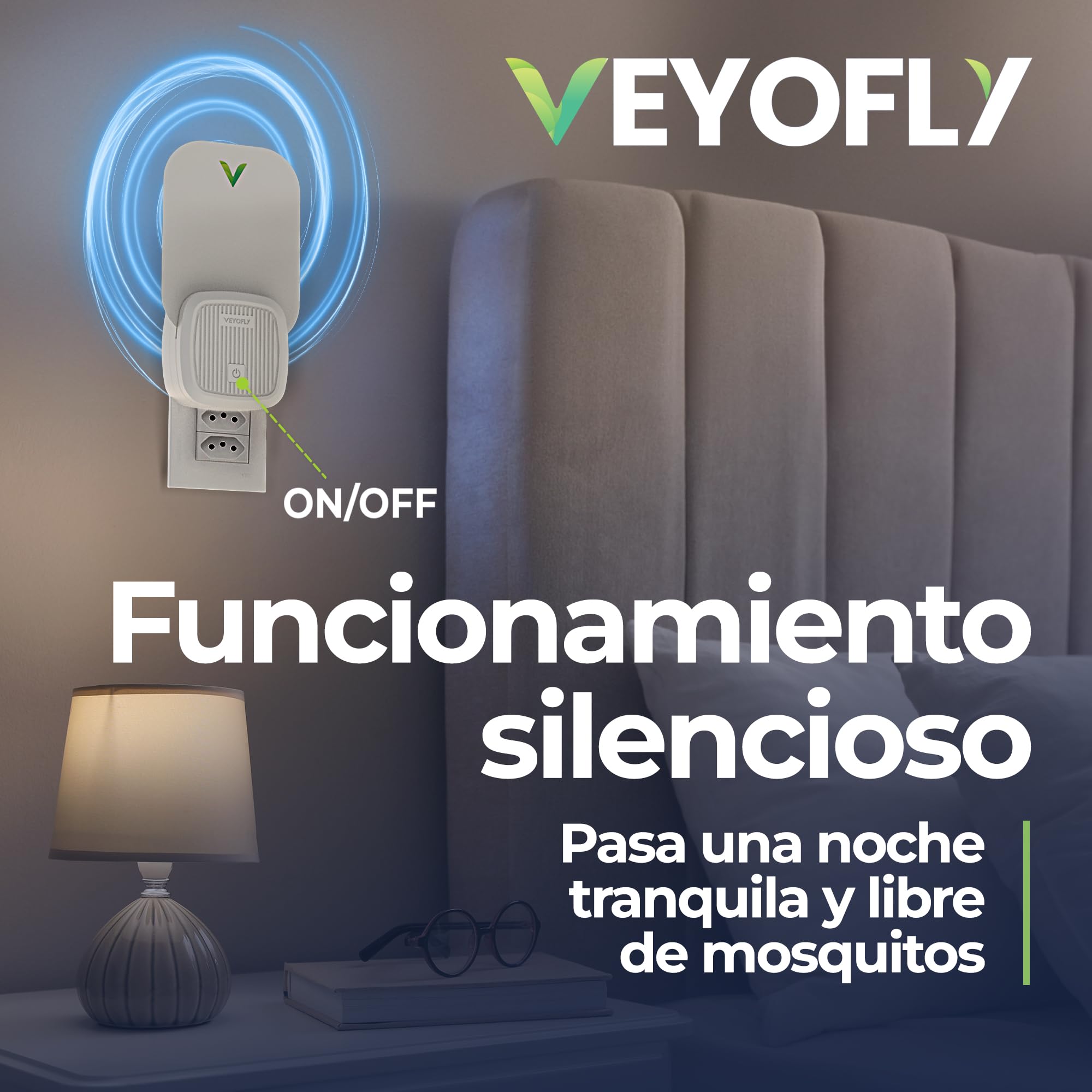 VEYOFLY Trampas para Moscas de la Fruta para Interiores, (1 Dispositivos + 3 Repuestos), Trampa Enchufable para Mosquitos e Insectos Voladores, Luz Atrayente para el Hogar, Capturador de Mosquitos