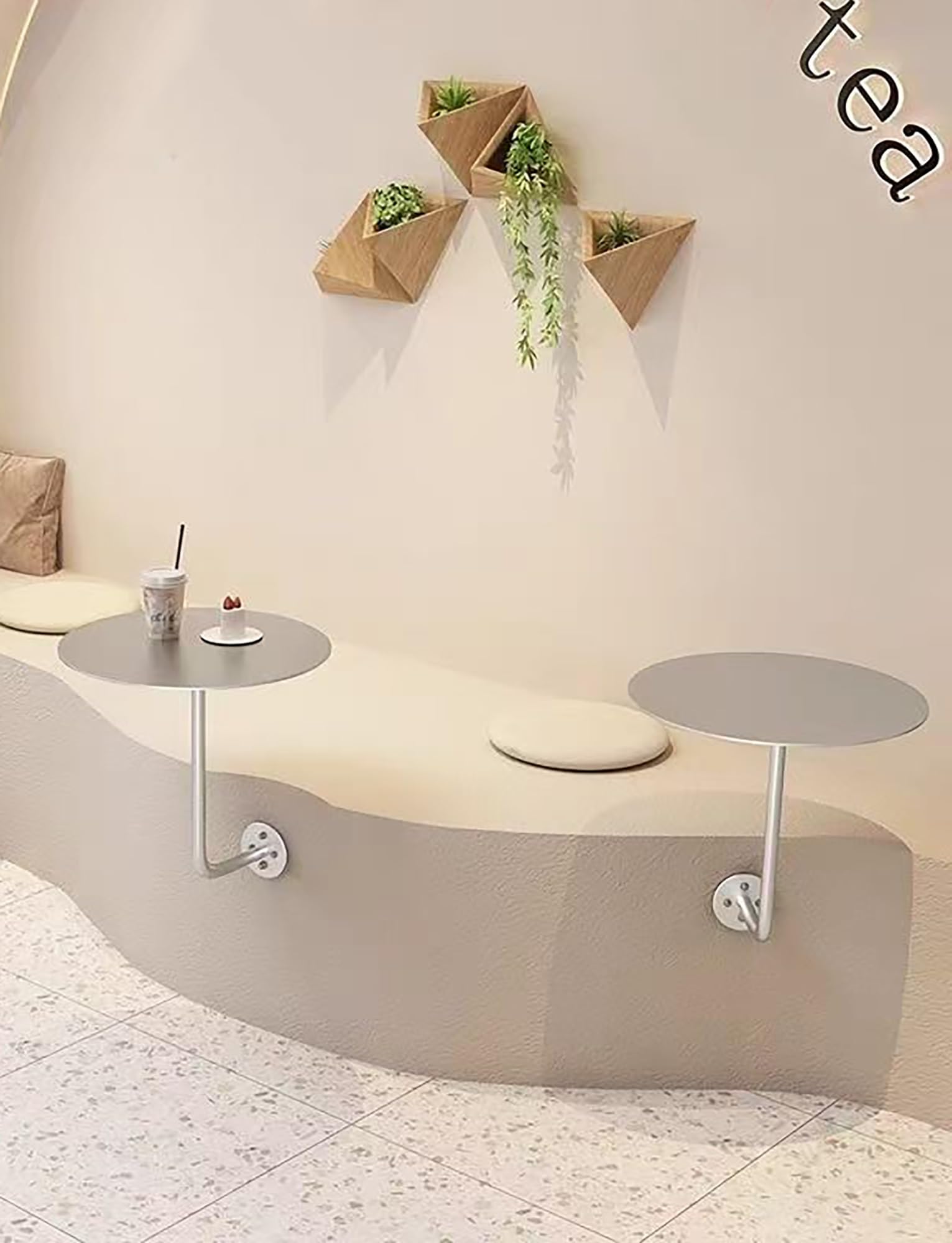 Tavolino da bar rotondo da parete, piccolo tavolino da caffè con piano in metallo resistente, perfetto per soggiorno, caffetteria, ristorante, camera da letto, elegante design verde