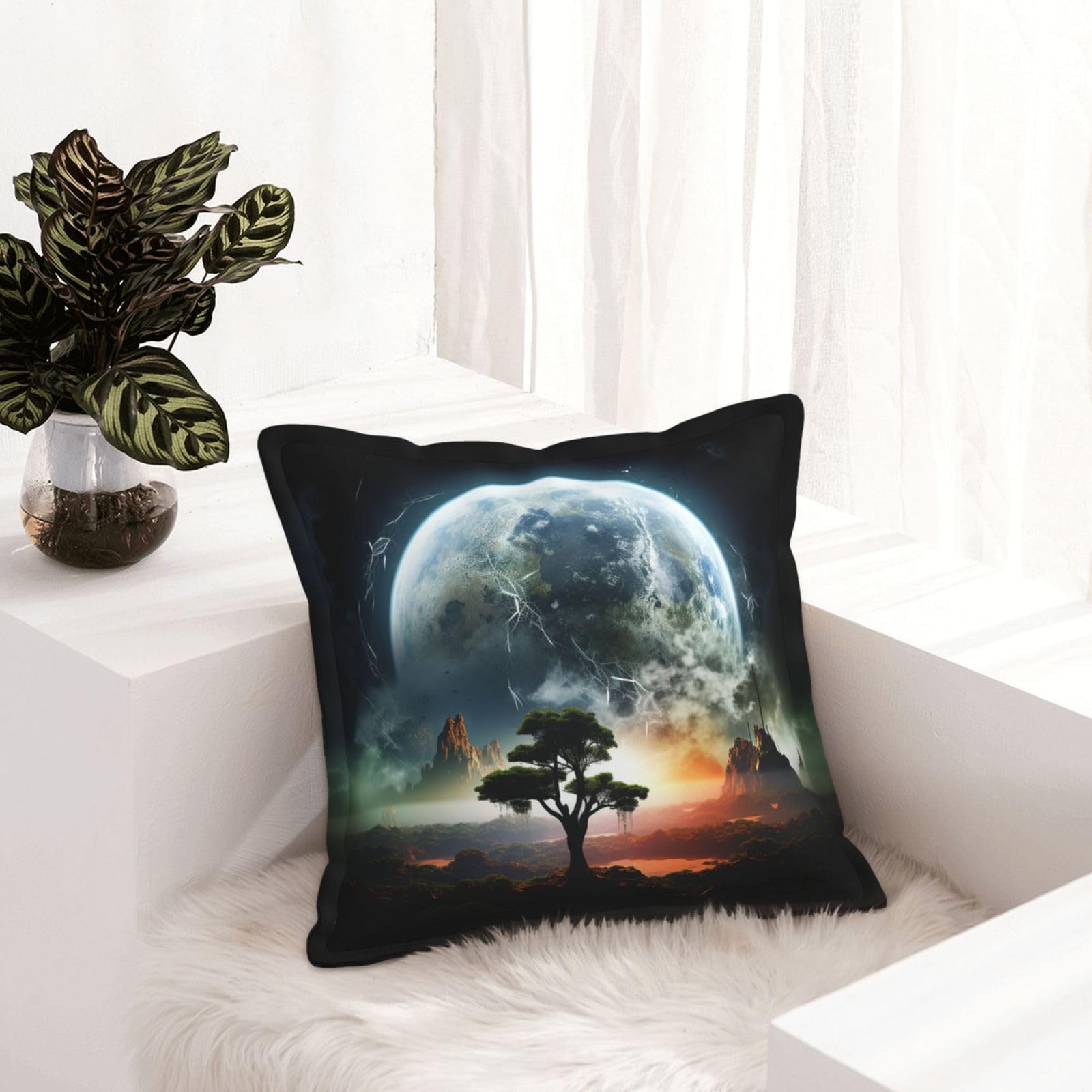 Housses de coussin 40x40 similicuir de prestige au motif planete moderne pour le lit
