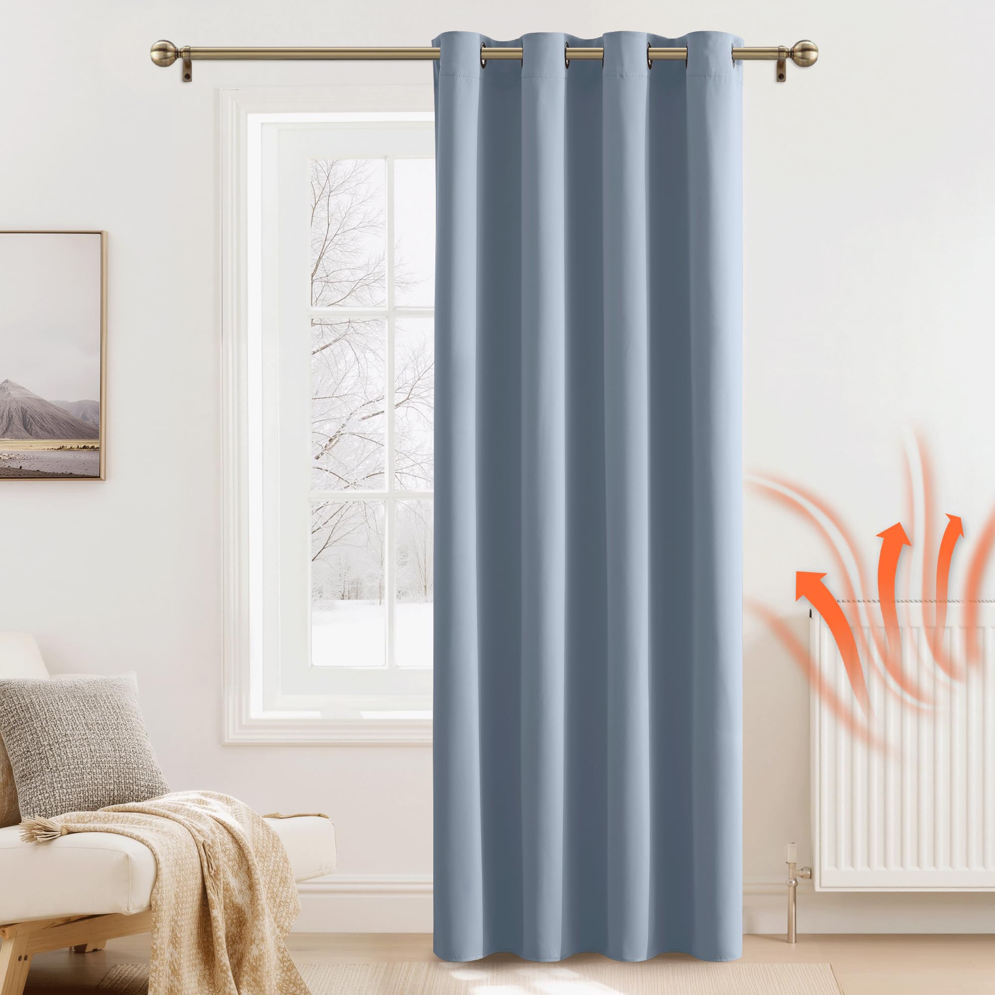 PONY DANCE Tenda Oscurante Camera da Letto Moderne Tende Termiche Isolanti per Soggiorno Blackout Curtain per Porta Interna 1 Pezzo L 140 x A 240 cm, Blu Vintageso