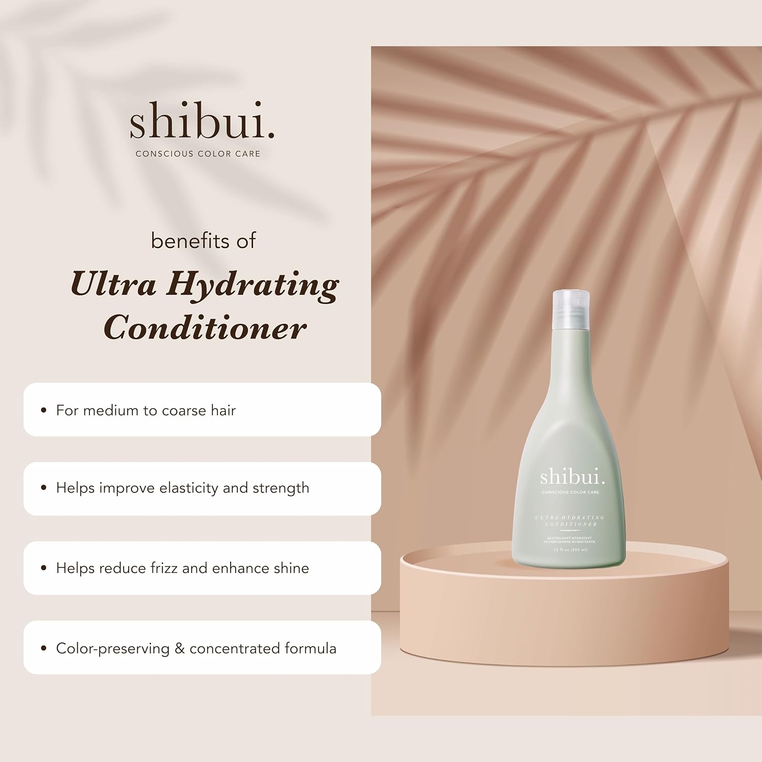 SHIBUI Ultra-Hydrating Shampoo & Conditioner, Gentle Cleansing, Intense Moisture for Medium to Coarse Hair, 12 Fl Oz Ea