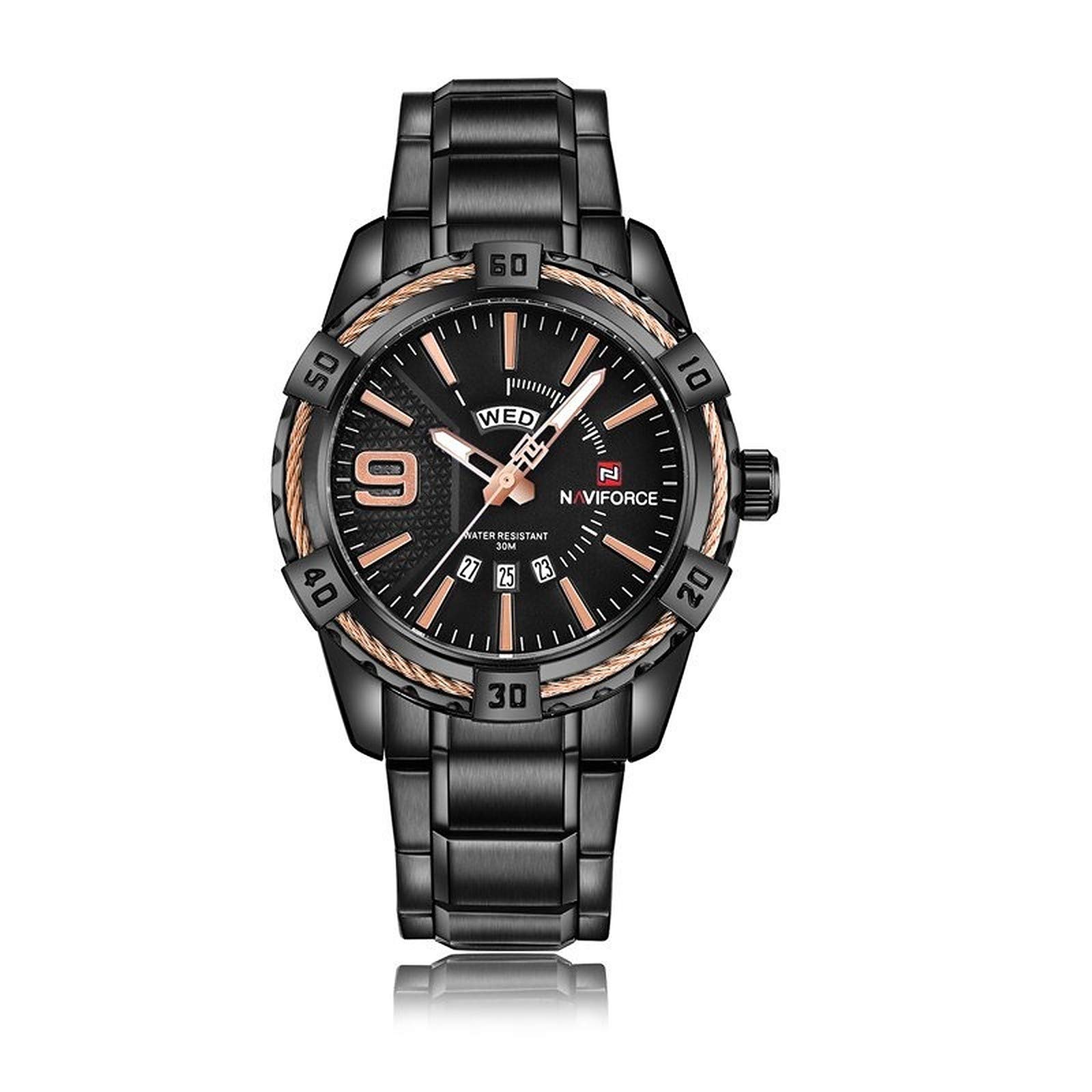 Naviforce Mens Business Casual Date And Day Display Quartz Clock Military Sports Stainless Steel Waterproof Analogue Wristwatch (B08NTDVRFS) Amazon Price History, Amazon Price Tracker