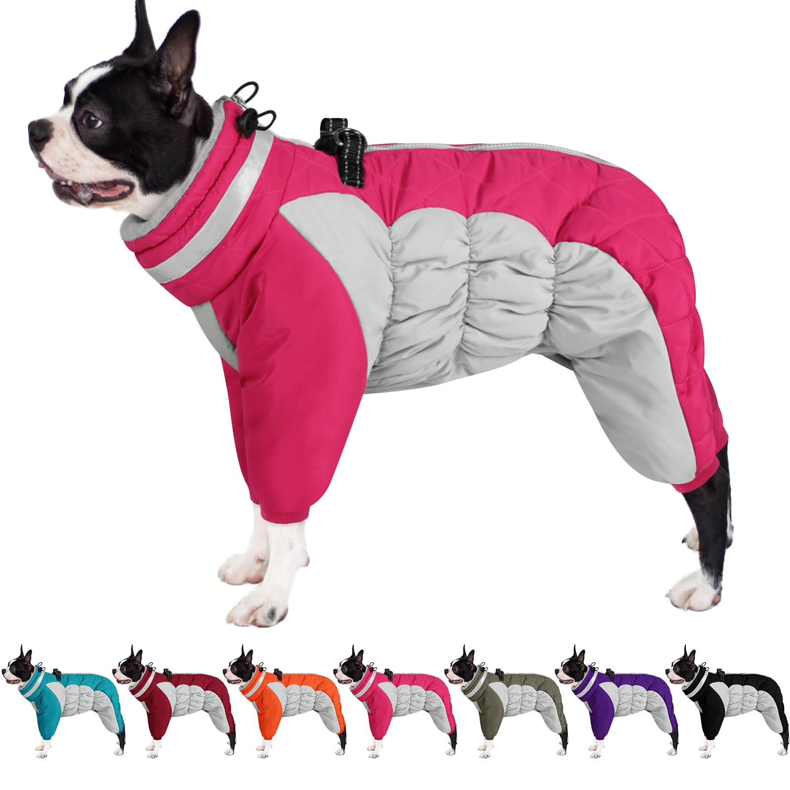 AOFITEE Small Dog Coat Warm Dog Jacket Winter, Windproof Dog Winter Coat with Harness Built in, Reflective Turtleneck Dog Puffer Jacket Snowsuit, Four-Legged Fleece Coat for Small Medium Large Dogs โ image 1