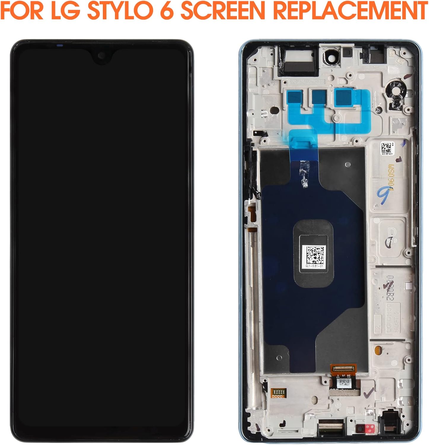 LCD for LG Stylo 6 Screen Replacement for Stylo 6 LCD Screen Q730, LMQ730TM,LM-Q730TM Touch Display Digitizer Assembly Repair Parts（Black with Frame）