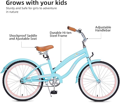 Miniatura 2 de ACEGER Bicicleta crucero de playa para niñas de 5 a 13 años, 16, 18, 20, 24 pulgadas, bicicleta de una sola velocidad para niños, incluye freno