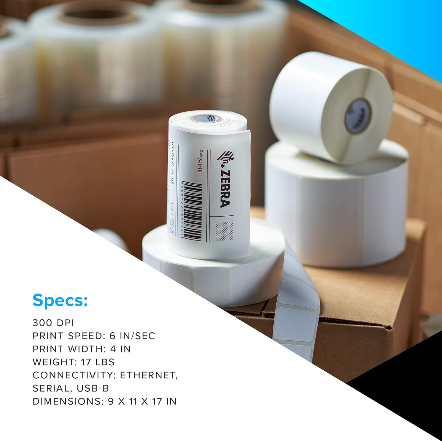 ZEBRA ZT230 Thermal Transfer Industrial Printer 300 dpi Print Width 4 in Serial USB Ethernet ZT23043-T01200FZ - Image 6