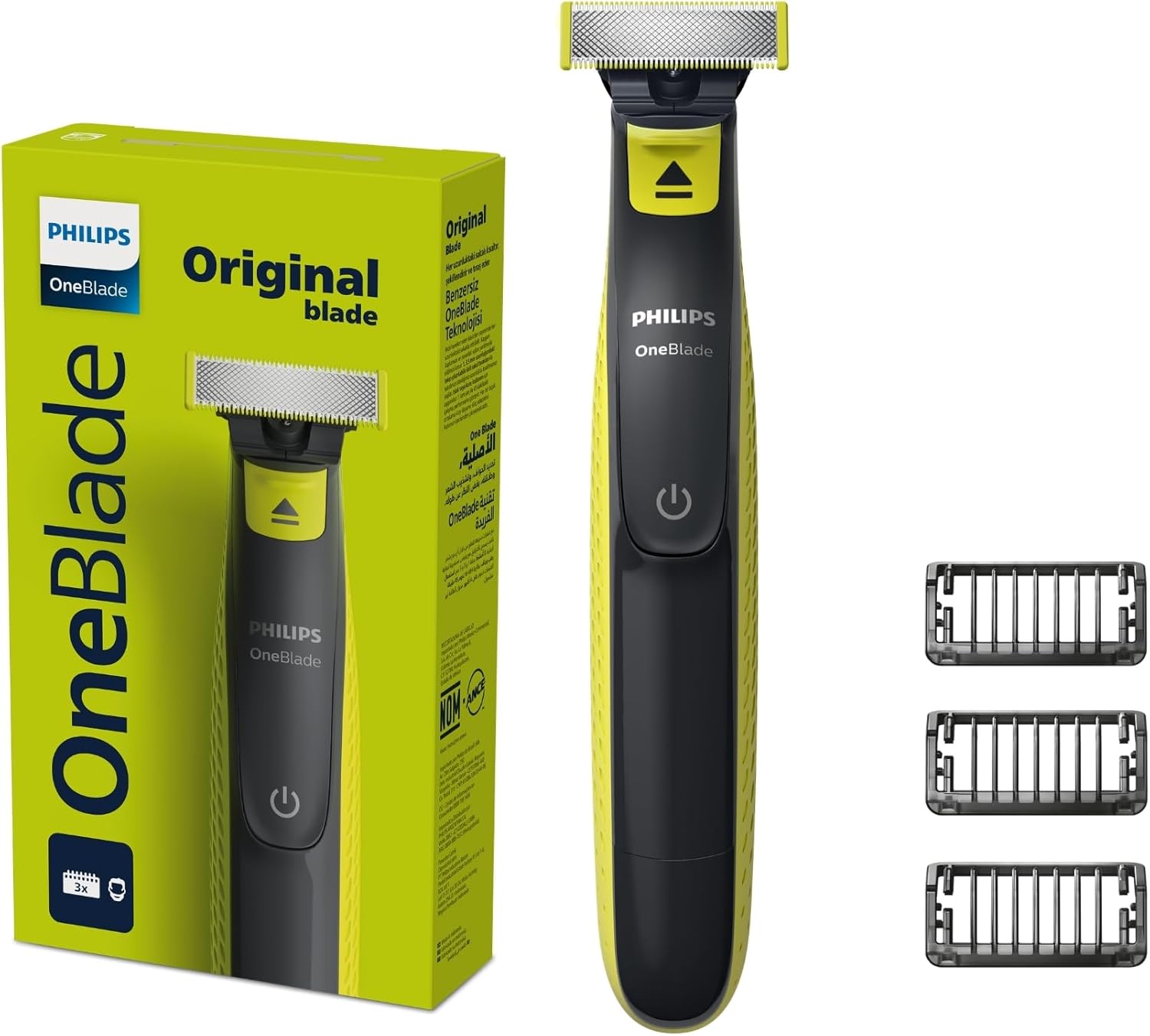 Philips OneBlade: Raspa, Apara e Contorna | Barbeador Elétrico | Para todos os tipos de pele e espessura de pelo | À prova d´água | Aparador de Pelos Masculino | Máquina de Barbear | QP2724/10