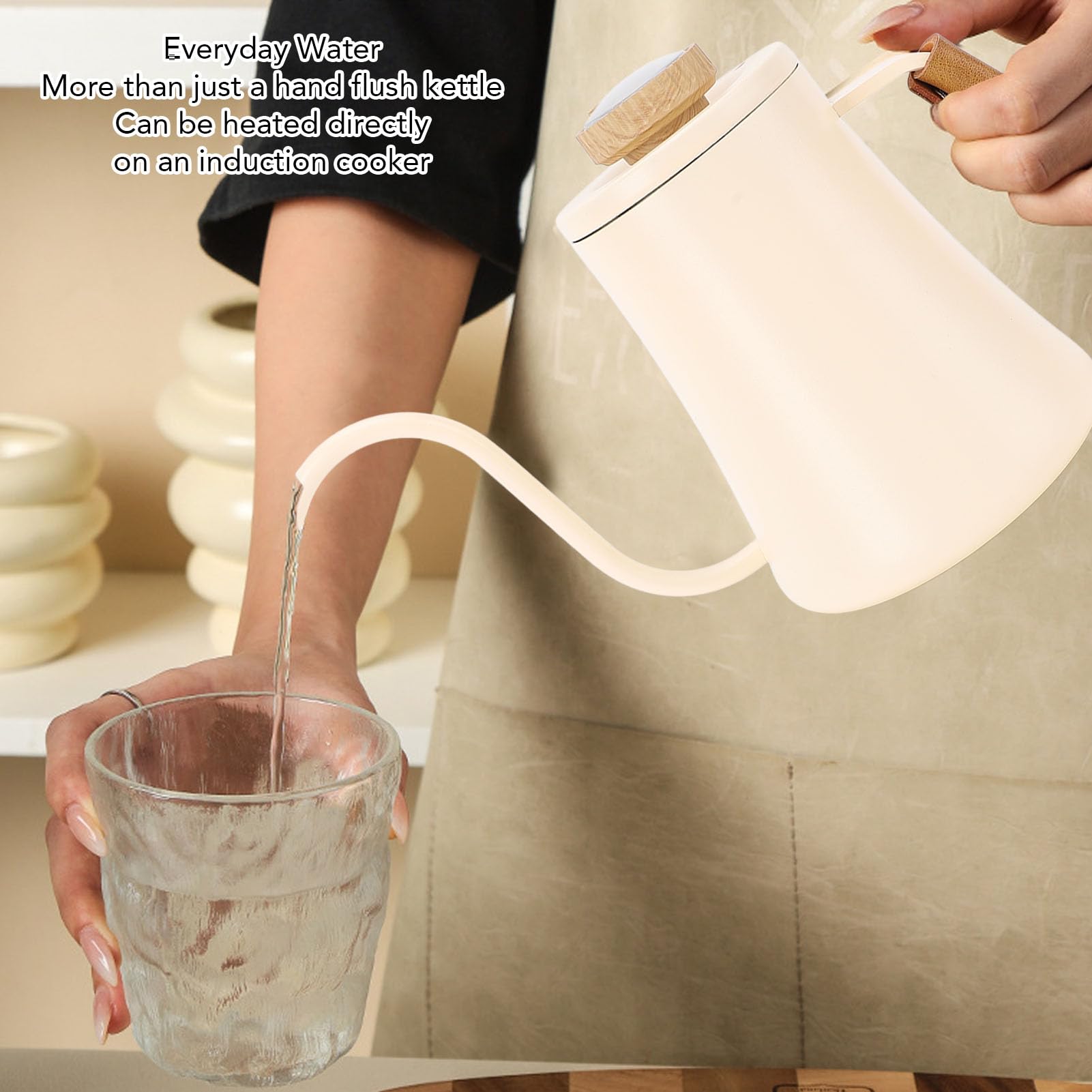 Fabater Bollitore per caffè con Beccuccio Lungo e Stretto in Acciaio Inossidabile 304 per Erogazione a Goccia, Design con Impugnatura Ergonomica, Portatile e Resistente Alla Ruggine, capacità 600 Ml