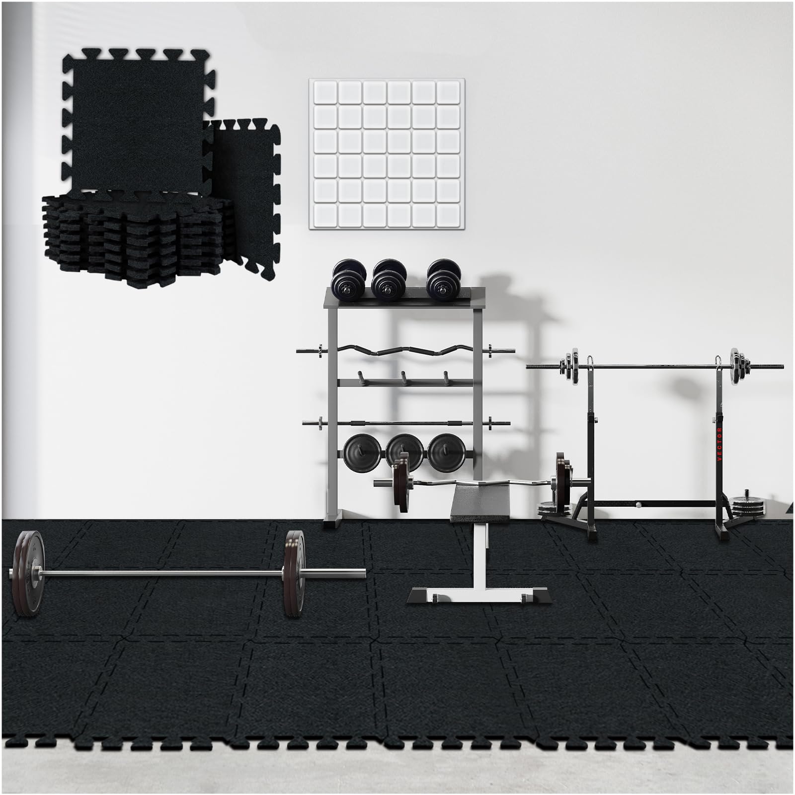 Tapis de sol de salle de sport réduction du bruit BXI | Dalles antidérapantes pour entraînement