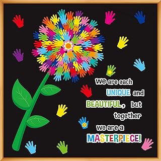 gisgfim Classroom Bulletin Board Decoration Set Wall Door Decor Spring Hands Tree Colorful Handprint Classroom Decorations for Kindergarten Preschool Elementary Middle School(We are Each Unique and...