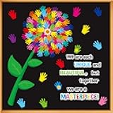 gisgfim Classroom Bulletin Board Decoration Set Wall Door Decor Spring Hands Tree Colorful Handprint Classroom Decorations for Kindergarten Preschool Elementary Middle School(We are Each Unique and...