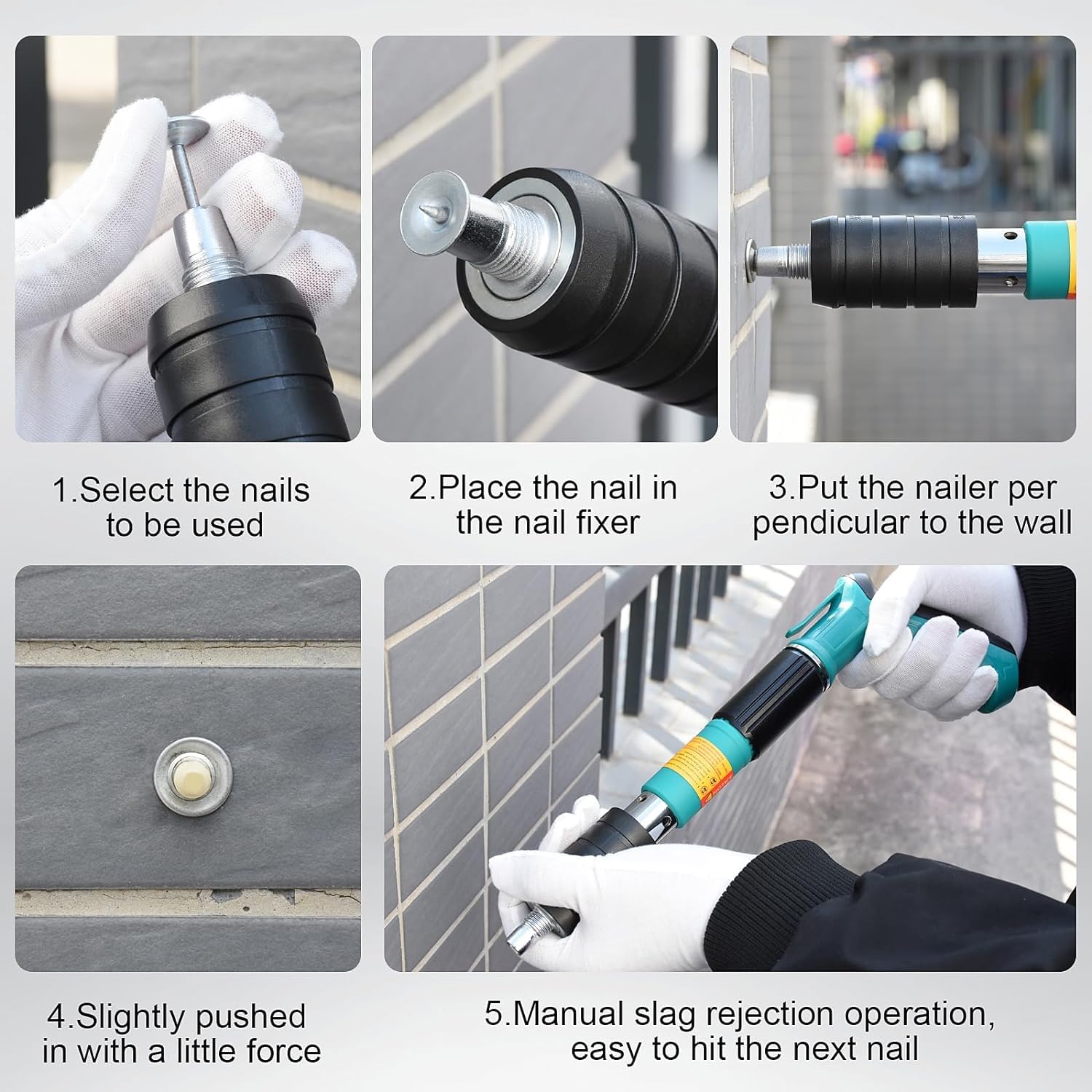 Pistola Sparachiodi Manuale In Acciaio - 5 Velocità Regolabili Per Cemento E Muri - Foto 8