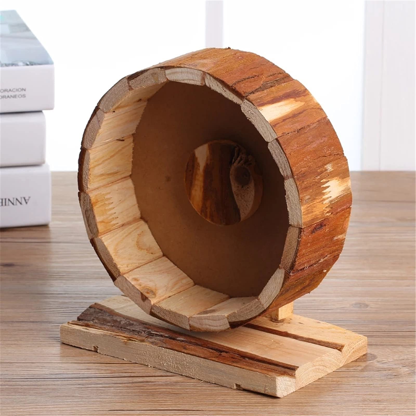 ChengBeautiful Rueda para Correr De Hámster Hamster Guinea Pig Silent Runel Rueda Mascota Sólido Madera Juguete Rueda Rueda (Color : Marrón, Size : 20cm)