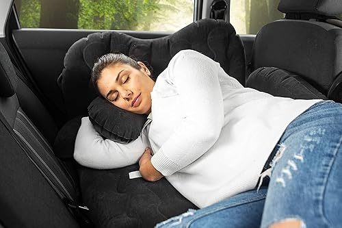 Vista 22 de Zento Deals - Colchón inflable de viaje para asiento trasero de automóvil con 2 almohadas, calidad prémium, ajuste universal Colchón inflable