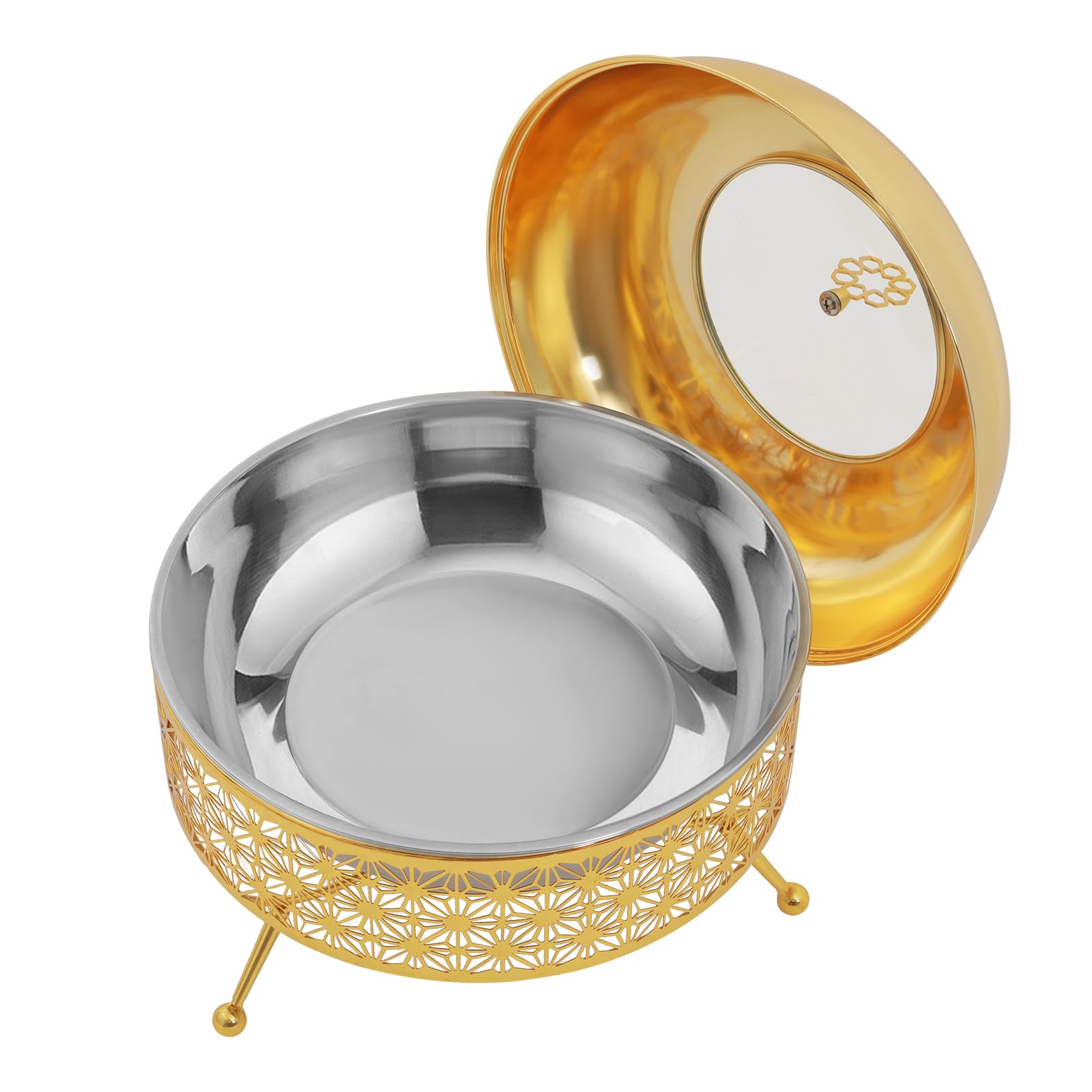 OCASAMI 8L Chafing Dish Buffet Set, Chafers for Catering Round Chafing Dish Buffet Set with Lids Food Warmer Chafer Stainless Steel Catering Food Steamer for Parties, Banquets